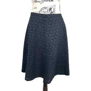 GAP A-Line Skirt Knee Length Floral Eyelet Black Cotton Women Size 4